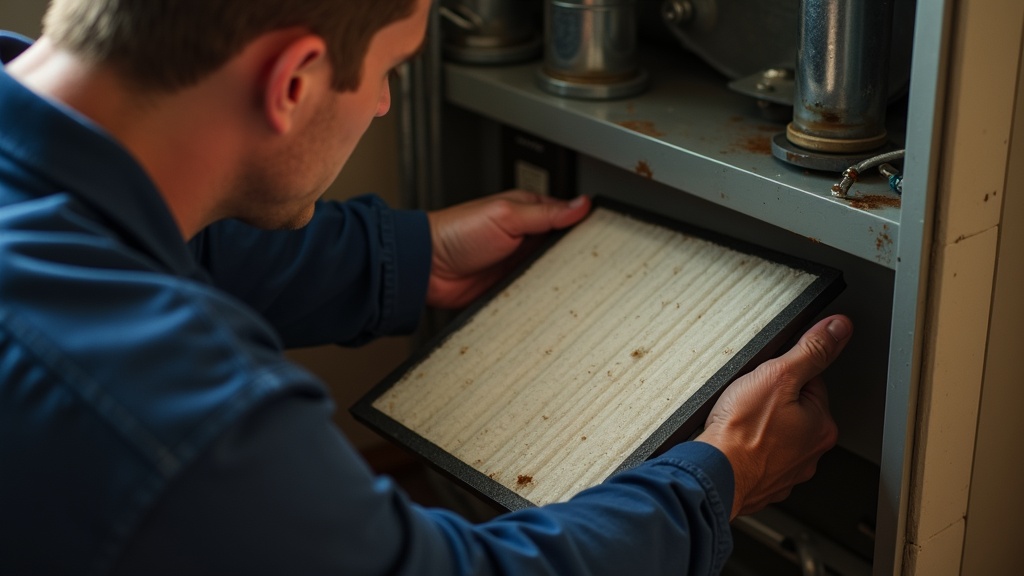 HVAC air filter replacement in Dallas showing clean and dirty filters
