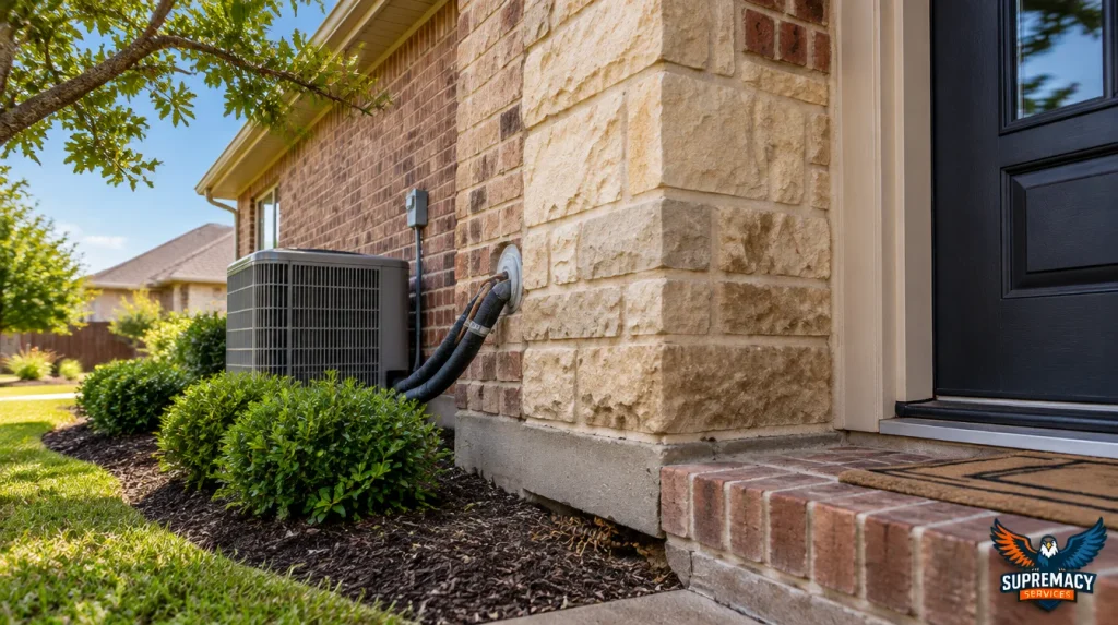 North Texas home exterior showing foundation cracks and common scorpion entry areas