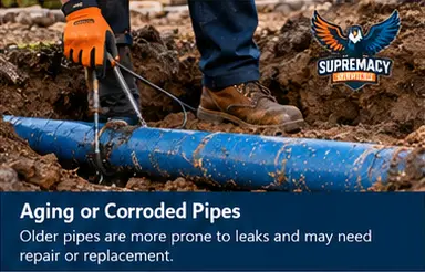 Aging corroded residential water pipe requiring professional inspection