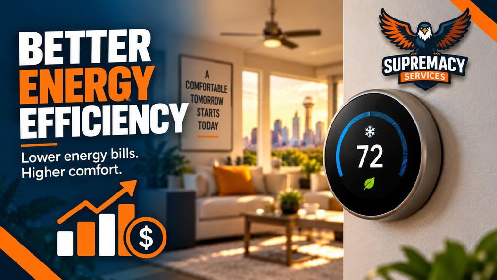 Smart thermostat showing an energy-efficient home temperature during HVAC maintenance in Dallas