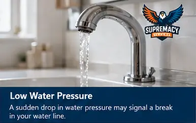 Low faucet pressure caused by a possible damaged main water line