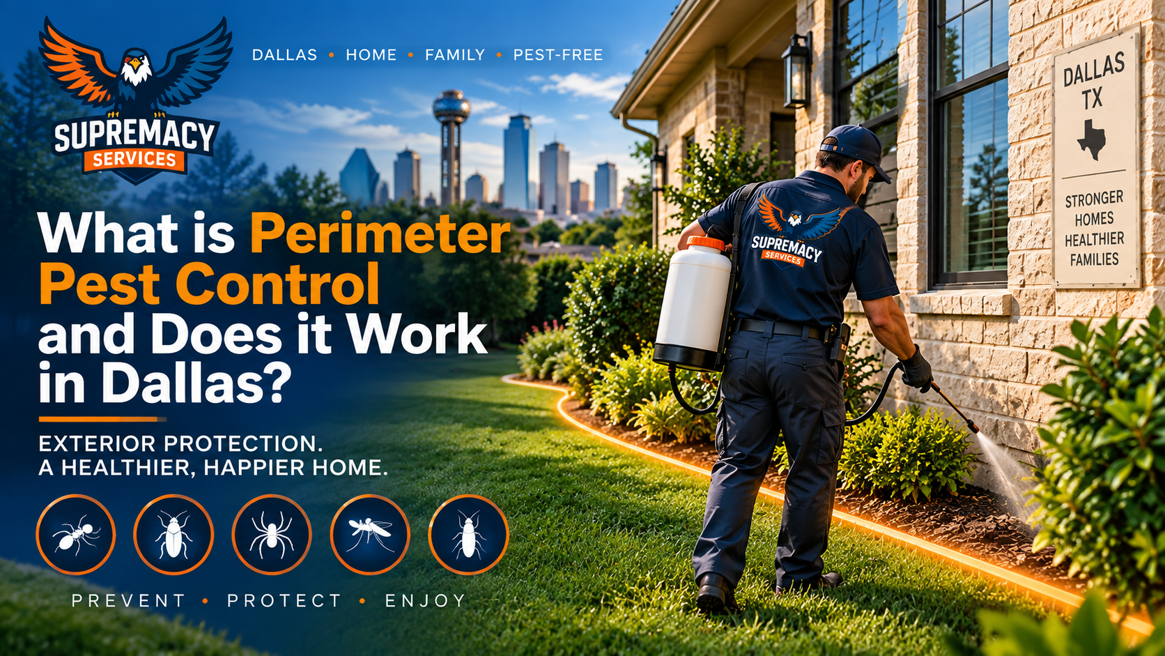 Perimeter pest control Dallas TX treatment protecting a home’s foundation from common pests.