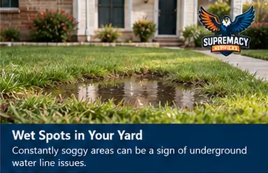 Soggy Dallas lawn caused by a possible underground water line leak