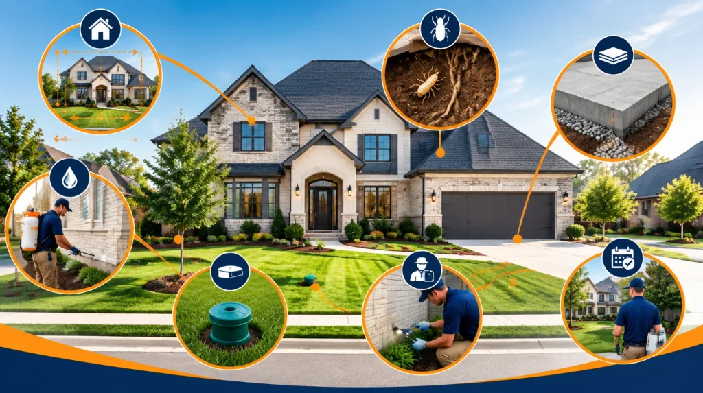 Illustration showing factors that affect termite treatment cost in North Texas