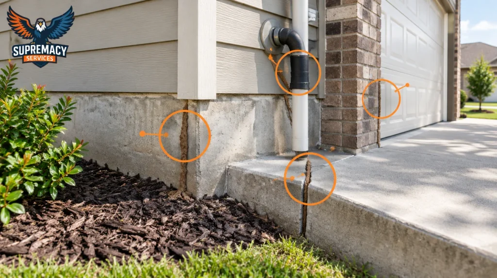 Common places to find termite mud tubes around a Dallas home foundation
