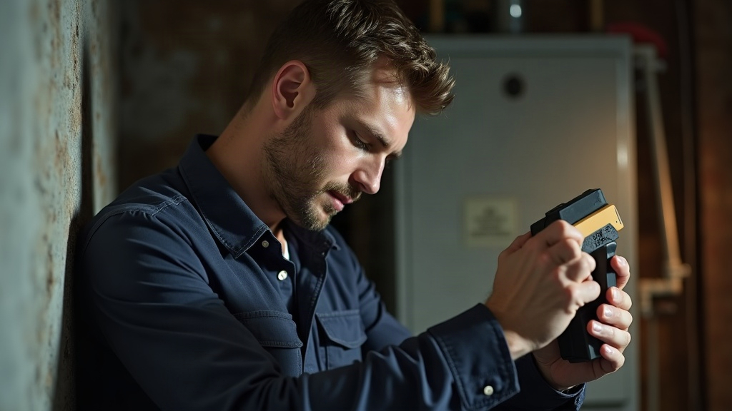 HVAC technician performing gas leak detection on a furnace in Dallas