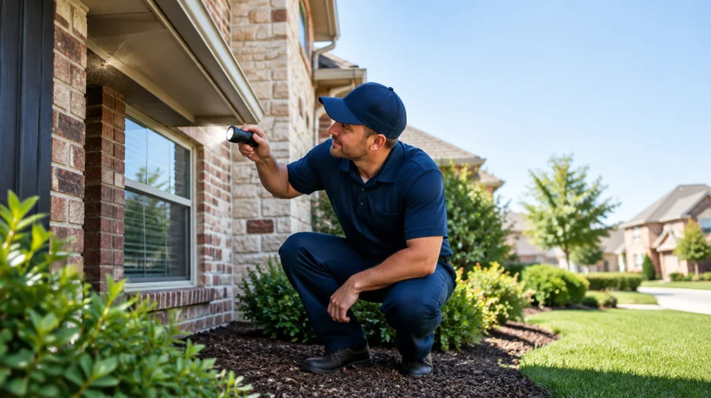 Spider prevention around a Dallas home by trimming shrubs, removing webs, sealing gaps, and moving firewood
