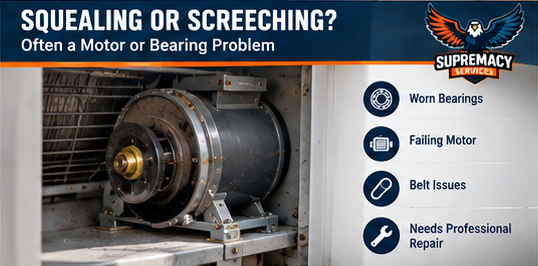 HVAC blower motor inspection for worn bearings causing squealing or screeching AC noises