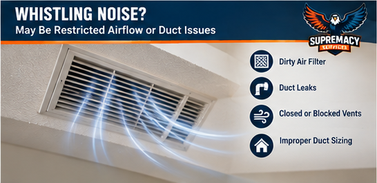 Residential air vent showing restricted airflow that may cause a whistling AC noise