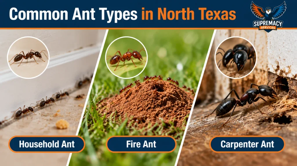 Common household ant species found in Dallas and North Texas homes