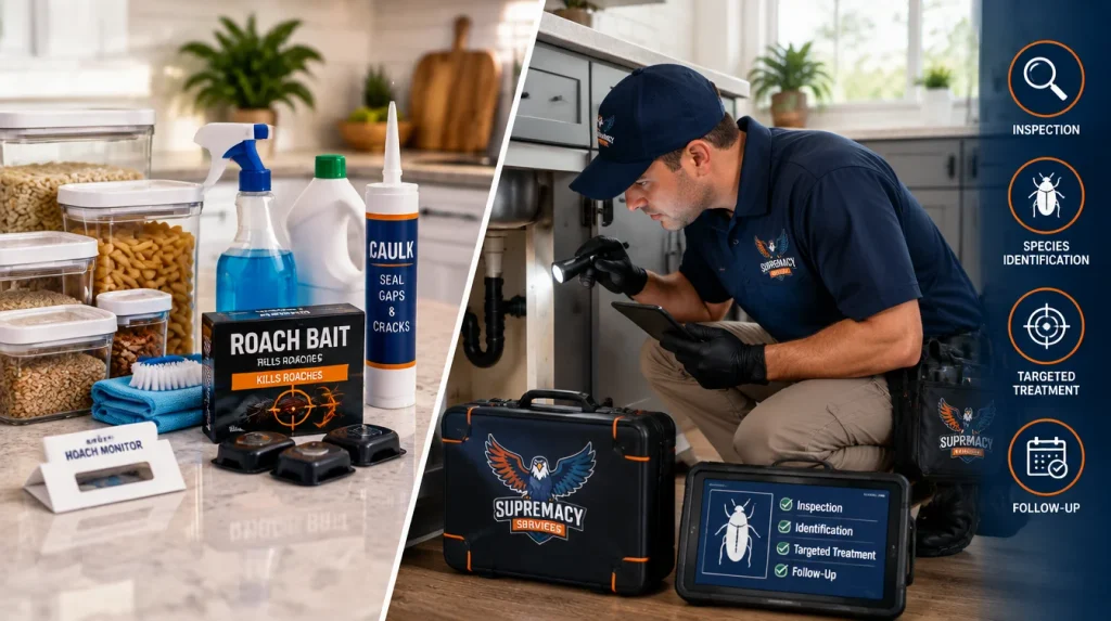 DIY cockroach treatment compared with professional pest control in North Texas