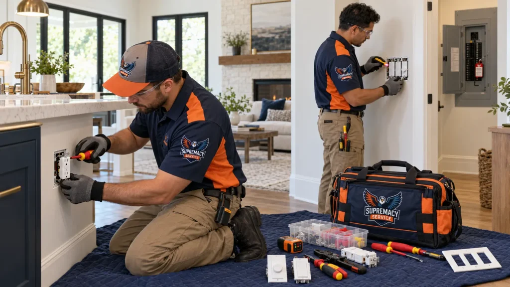 Supremacy Technicians doing Electrical Outlet & Switch Services in Dallas-Fort Worth