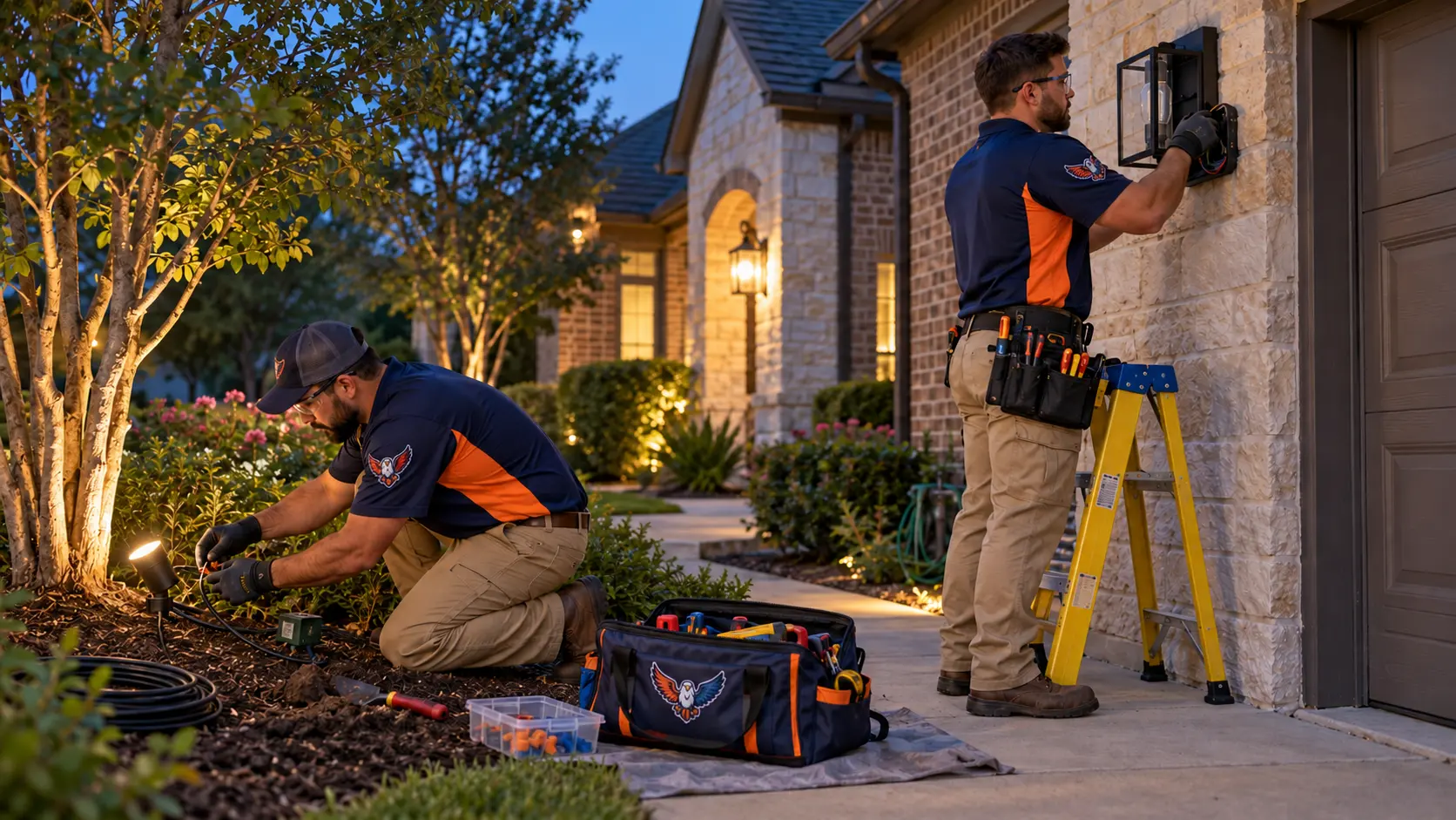 Exterior and landscape lighting installation