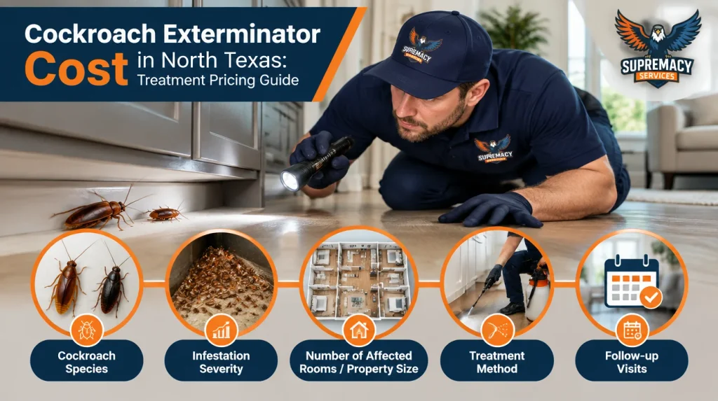 Factors affecting cockroach exterminator cost in North Texas