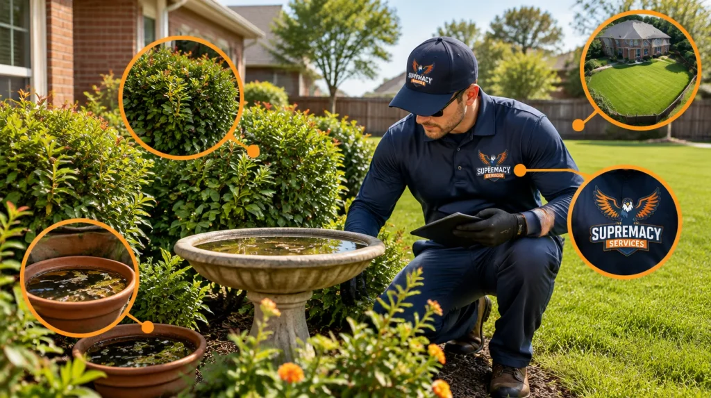 North Texas backyard showing factors that affect mosquito treatment cost