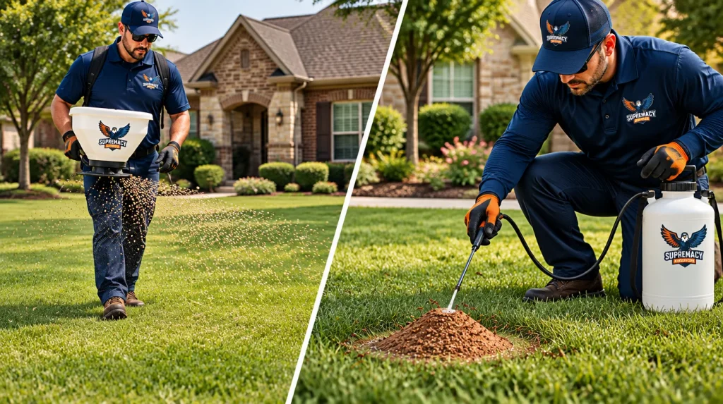 Comparison of broadcast fire ant bait and individual mound treatment on a residential lawn.