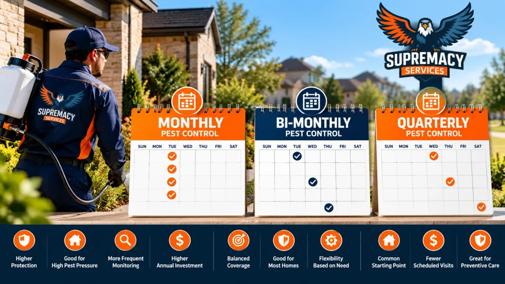 Comparison of monthly, bi-monthly and quarterly pest control schedules for homeowners