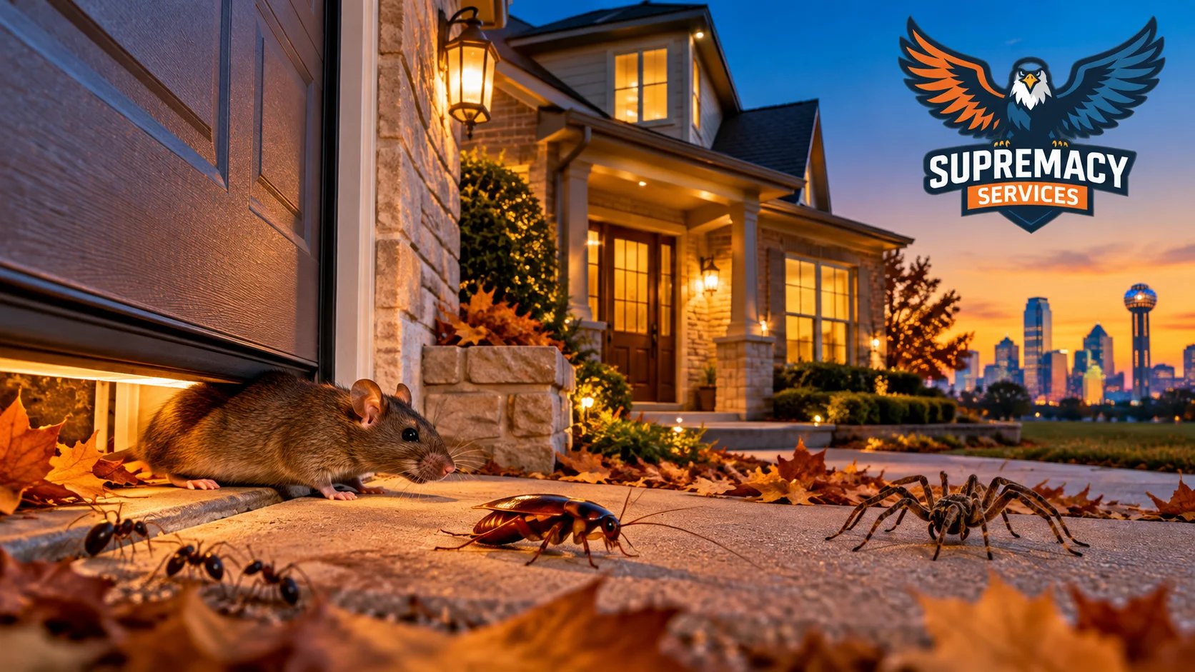 Rodent, cockroach, spider and ants approaching a Dallas-area home as temperatures drop.